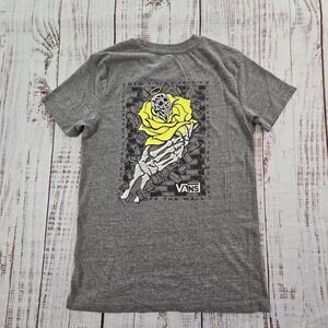Vans Off the Wall Skeleton Rose Gray Short Sleeve T-Shirt Adult XS‎